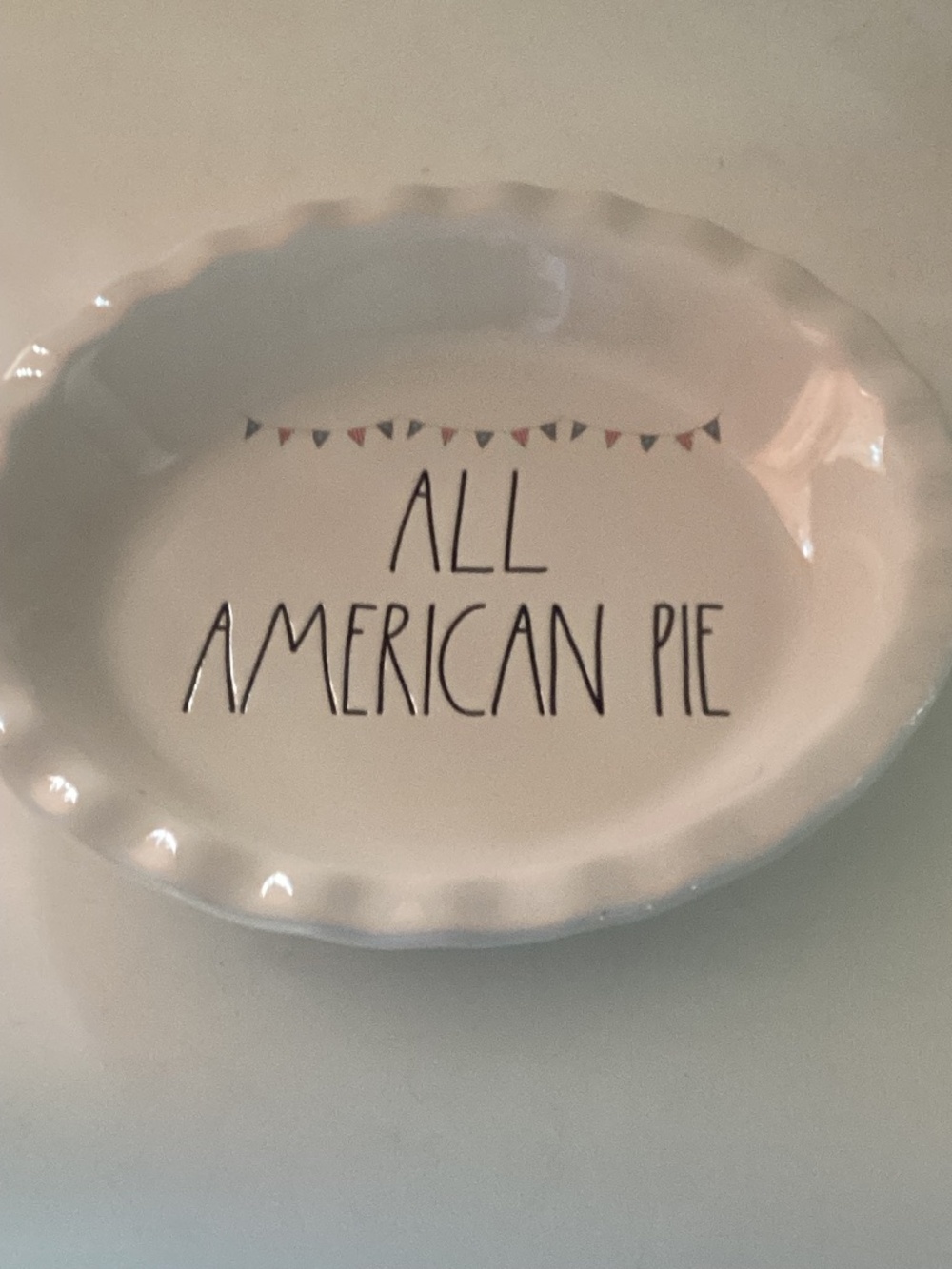 Rae Dunn Ceramic Scalloped Edge All American Pie Dish